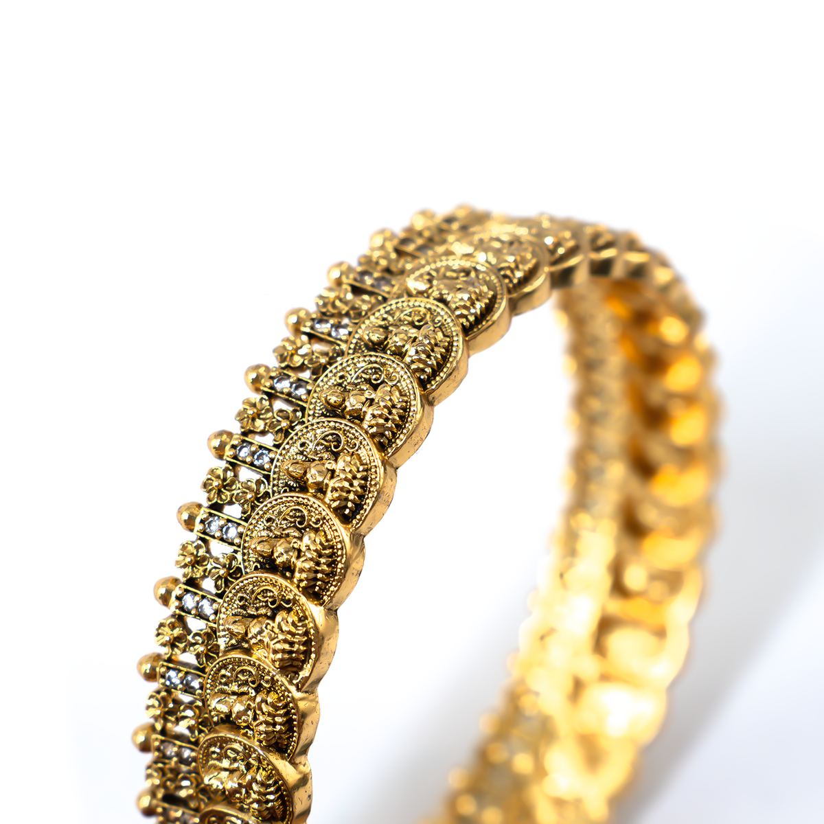Antique Carved Temple kada in 24K gold plated finish – view 4 of 4