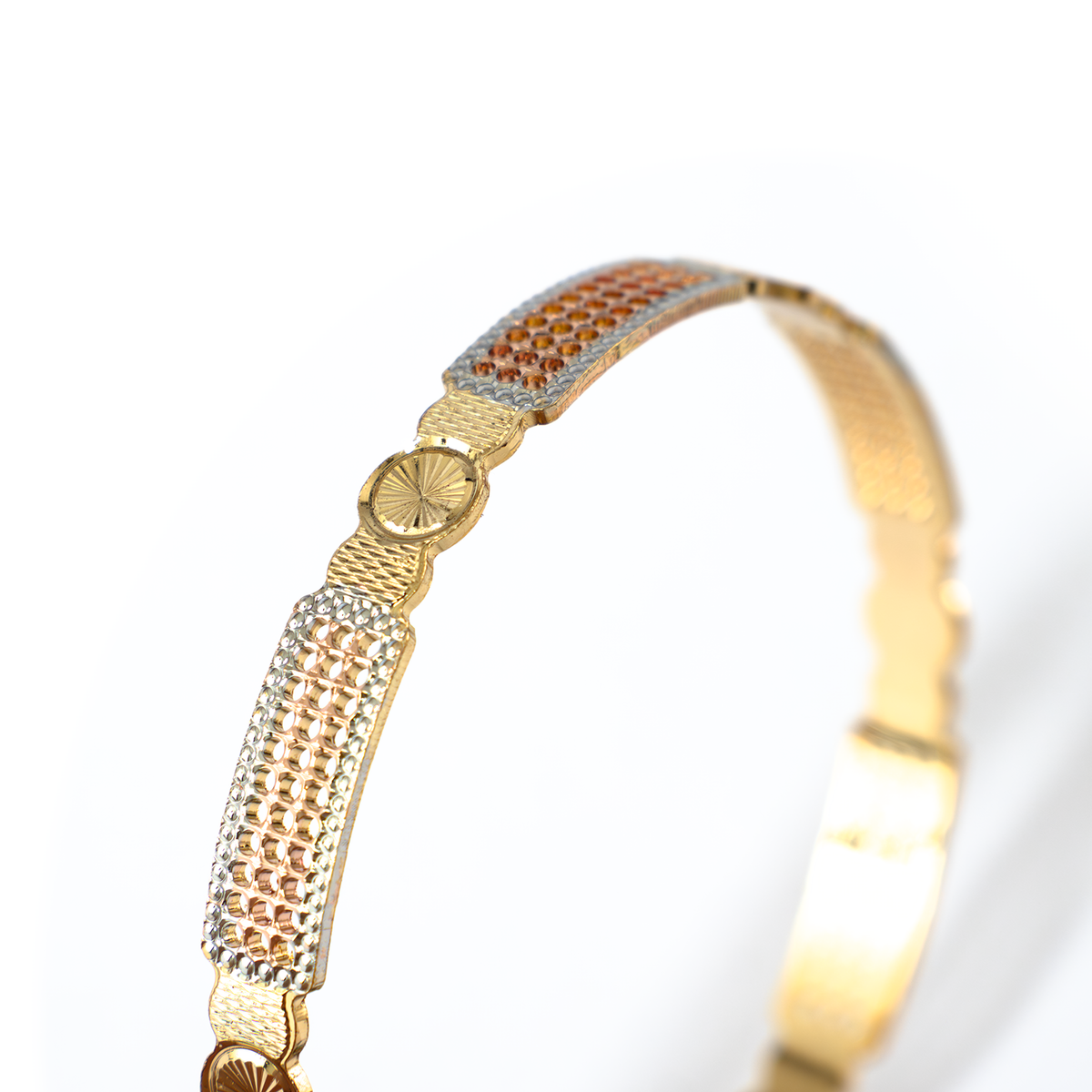 Precision 3-Tone CNC bangles in gold plated finish – view 4 of 4