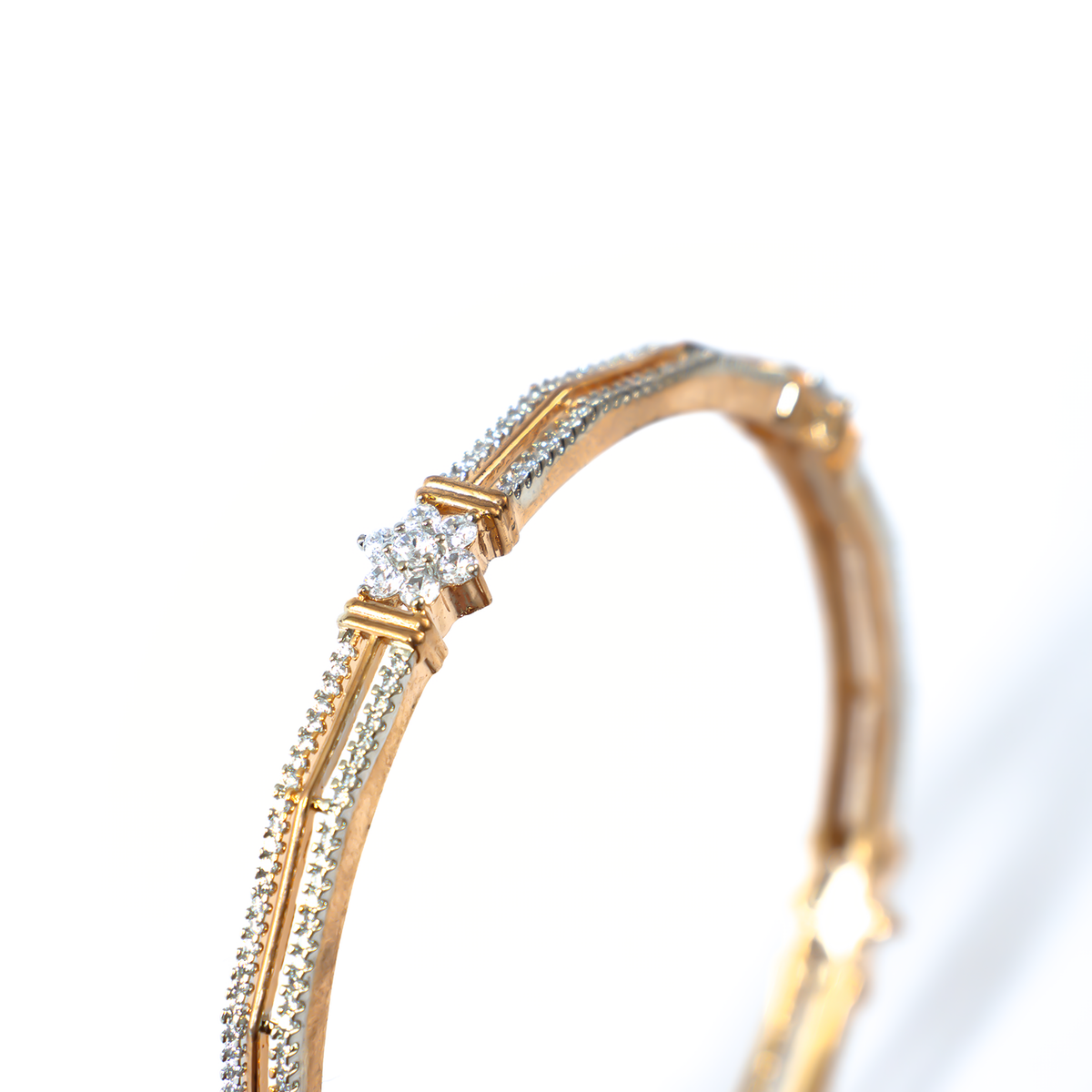 Helix Pavé AD bangles in gold plated finish with sparkling American diamond (AD) stones – view 4 of 4