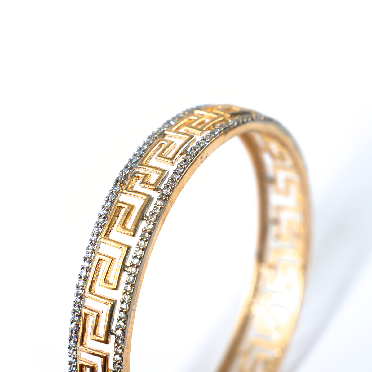 Greek Key Design bangles in 22K gold plated finish – view 4 of 4
