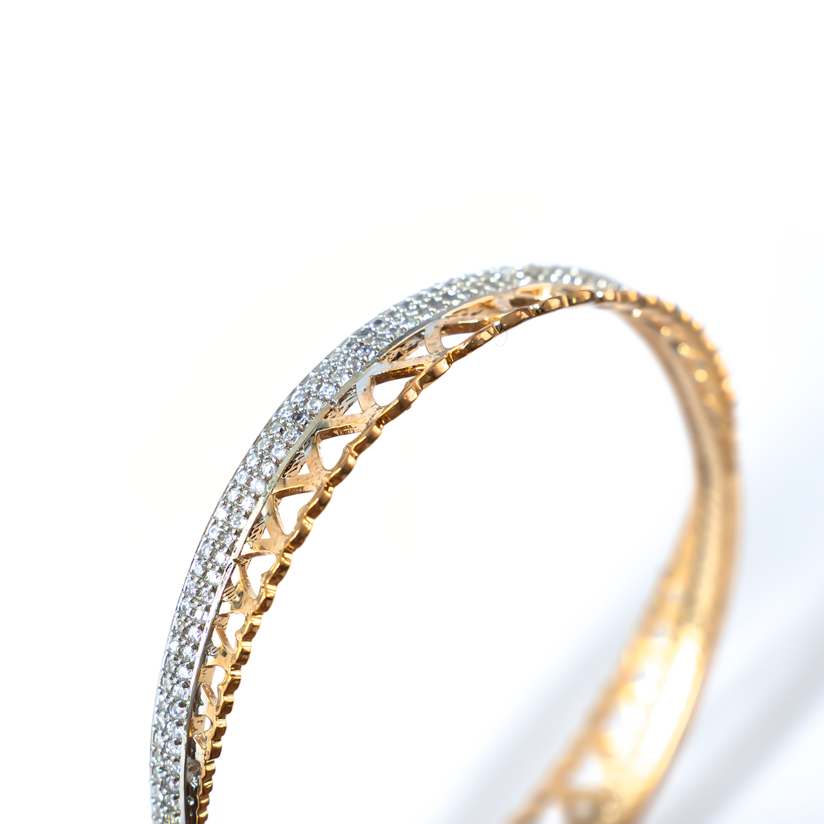 Solstice Sparkle CZ bangles in gold plated finish with cubic zirconia (CZ) stones – view 4 of 4