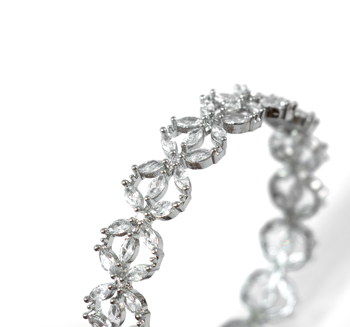 Ocean Breeze CZ bangles in silver plated finish with cubic zirconia (CZ) stones – view 3 of 4