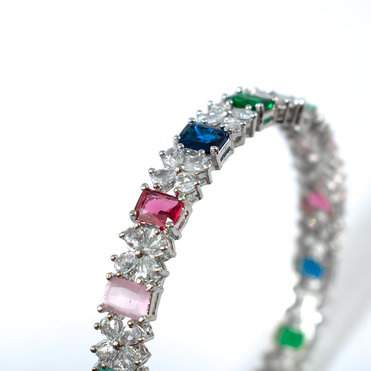 Frost & Flora Zirconia bangles in silver plated finish with cubic zirconia (CZ) stones – view 20 of 36