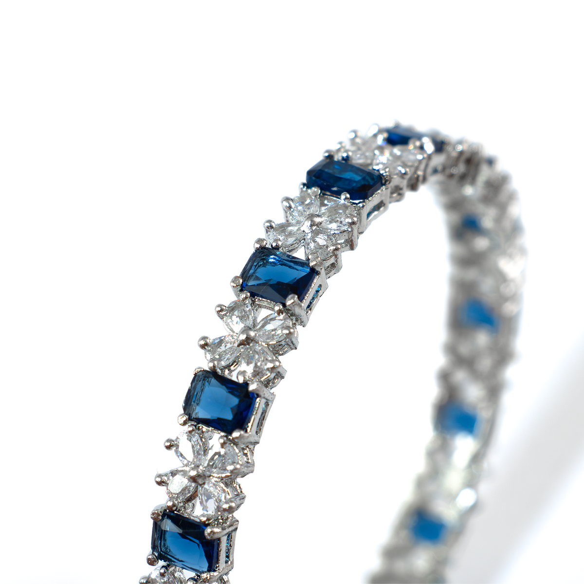 Frost & Flora Zirconia bangles in silver plated finish with cubic zirconia (CZ) stones – view 4 of 36