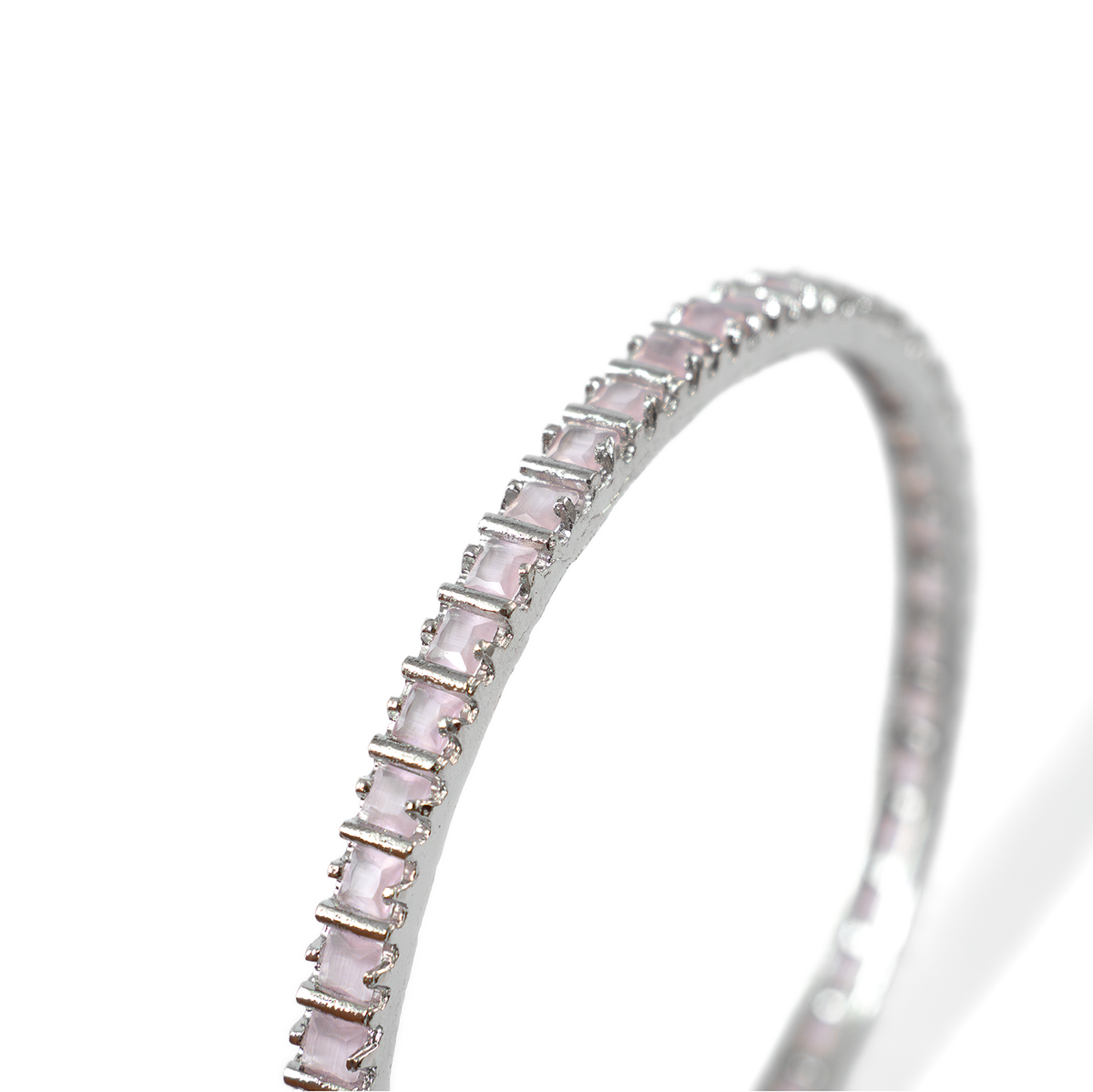 Winter Orchid Zirconia bangles in silver plated finish with cubic zirconia (CZ) stones – view 12 of 12