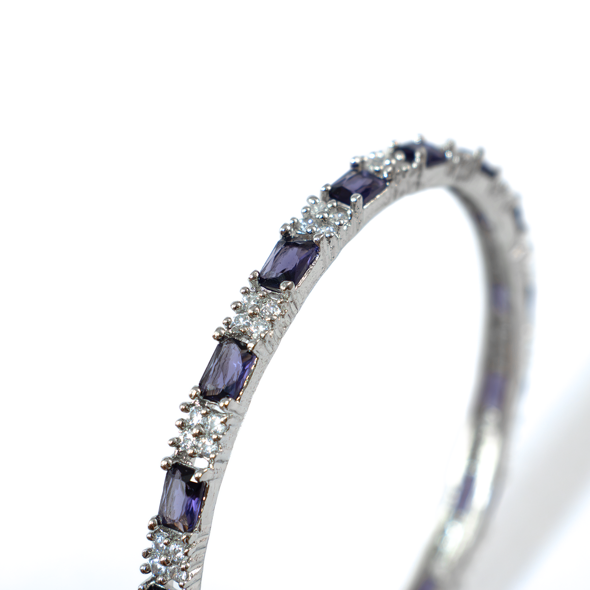 Purple Glam CZ bangles in silver plated finish with cubic zirconia (CZ) stones – view 8 of 16