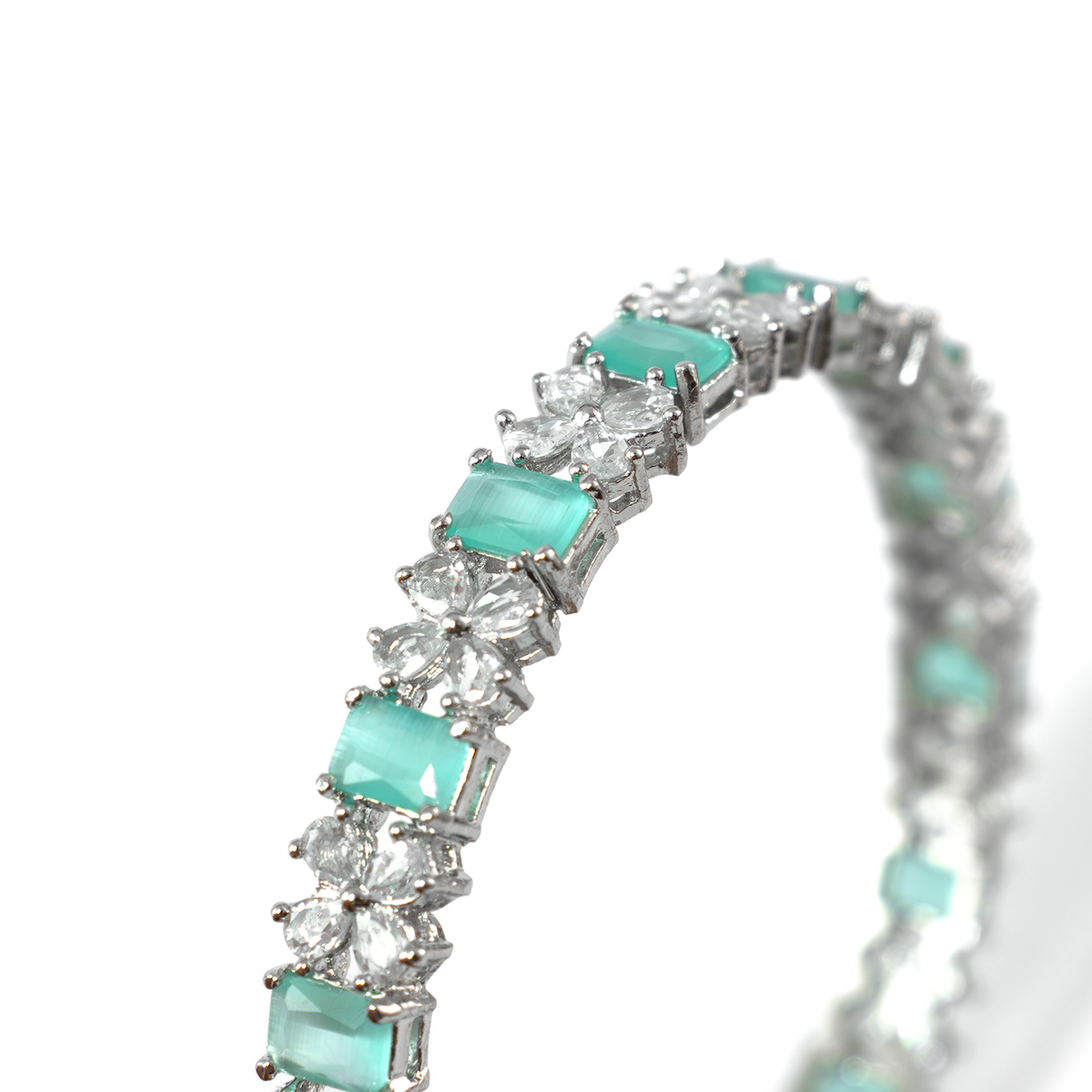 Frost & Flora Zirconia bangles in silver plated finish with cubic zirconia (CZ) stones – view 16 of 36