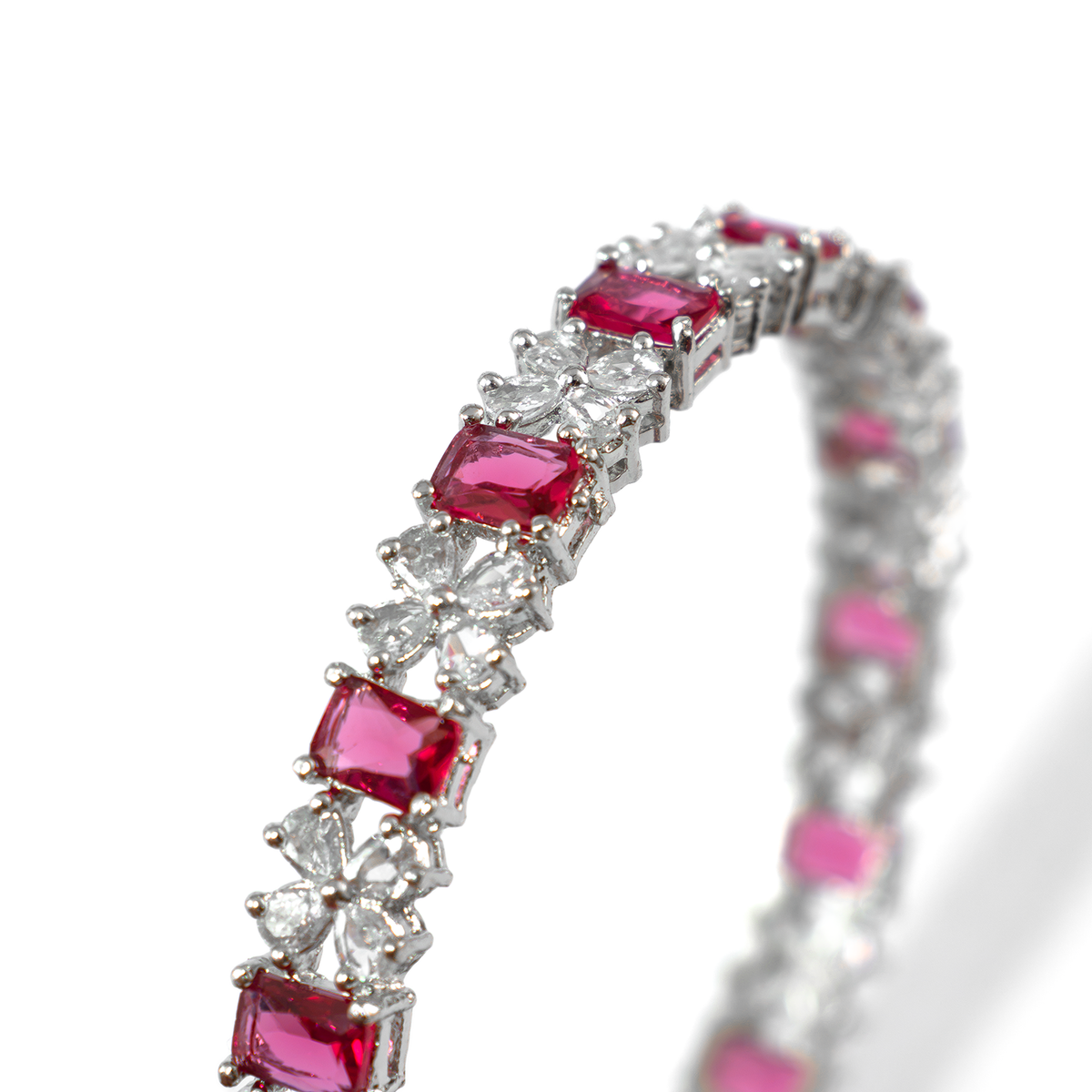 Frost & Flora Zirconia bangles in silver plated finish with cubic zirconia (CZ) stones – view 32 of 36