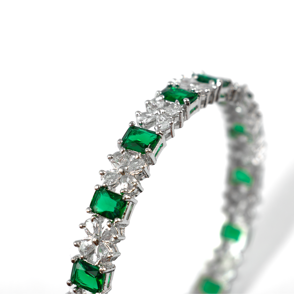Frost & Flora Zirconia bangles in silver plated finish with cubic zirconia (CZ) stones – view 8 of 36