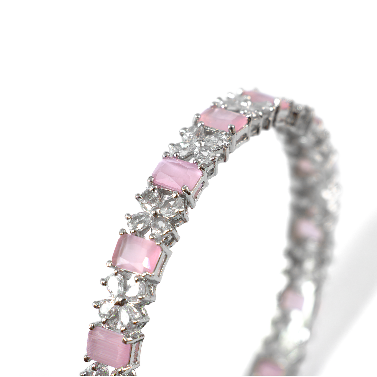 Frost & Flora Zirconia bangles in silver plated finish with cubic zirconia (CZ) stones – view 12 of 36