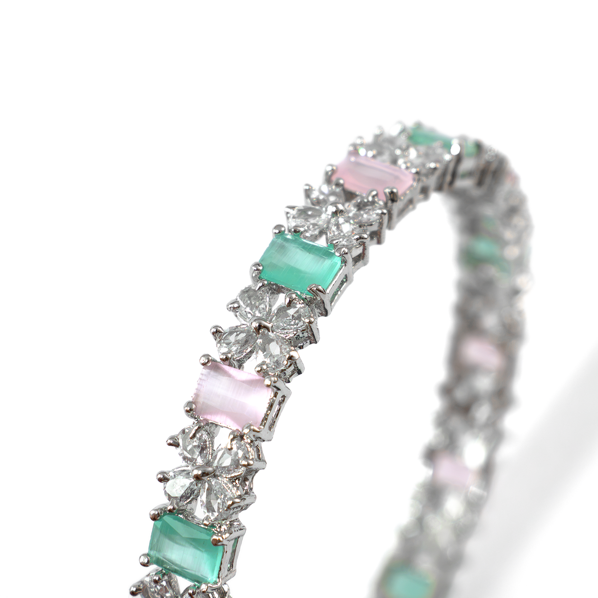 Frost & Flora Zirconia bangles in silver plated finish with cubic zirconia (CZ) stones – view 24 of 36