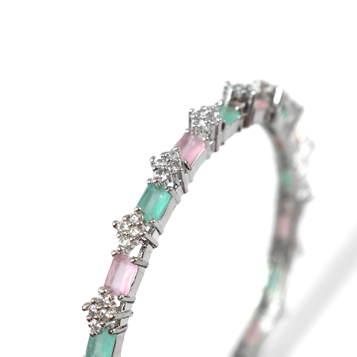 Blue Glow AD bangles in silver plated finish with sparkling American diamond (AD) stones – view 16 of 28
