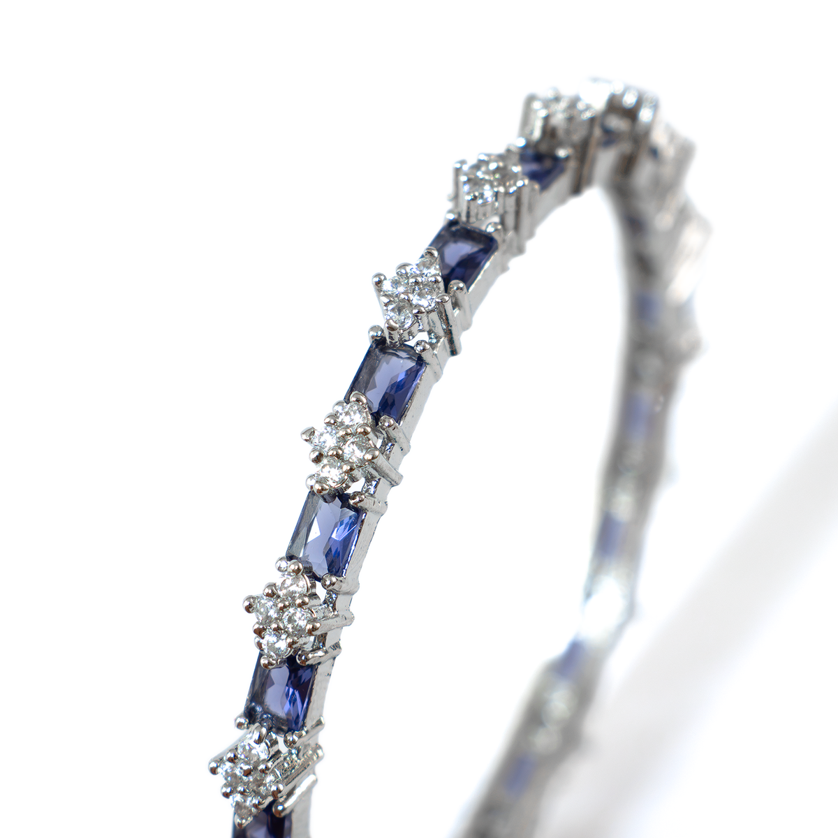 Blue Glow AD bangles in silver plated finish with sparkling American diamond (AD) stones – view 20 of 28
