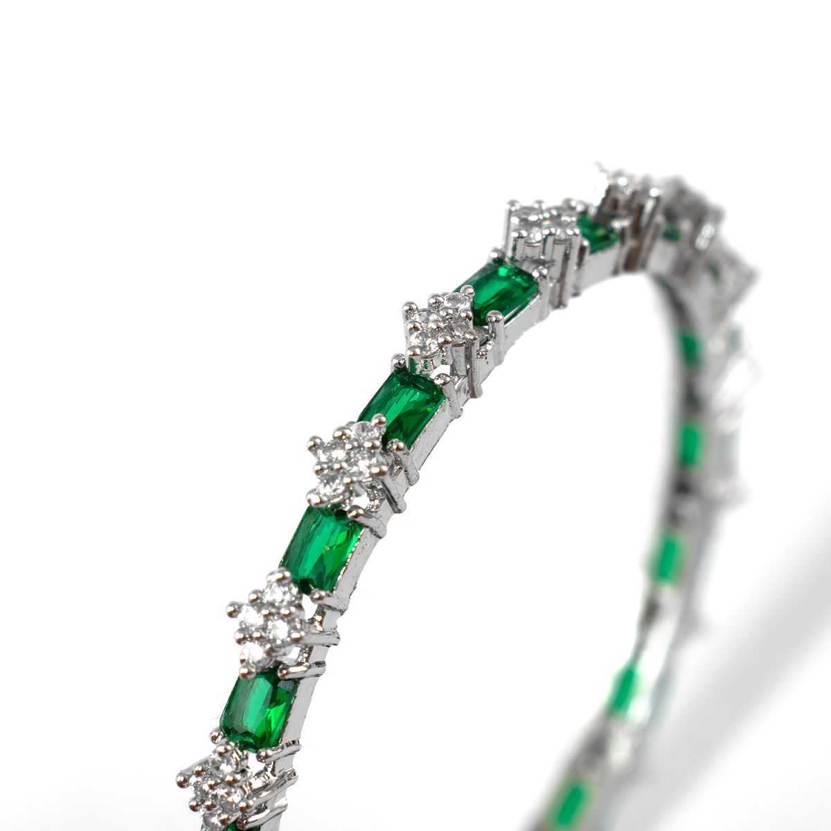 Blue Glow AD bangles in silver plated finish with sparkling American diamond (AD) stones – view 28 of 28