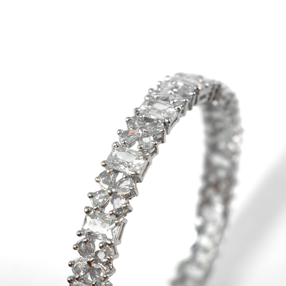 Frost & Flora Zirconia bangles in silver plated finish with cubic zirconia (CZ) stones – view 36 of 36