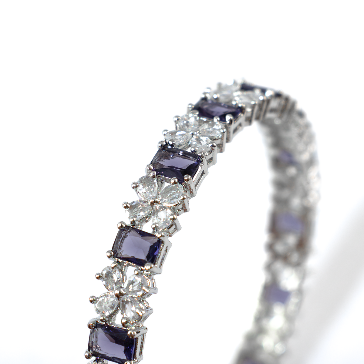 Frost & Flora Zirconia bangles in silver plated finish with cubic zirconia (CZ) stones – view 28 of 36