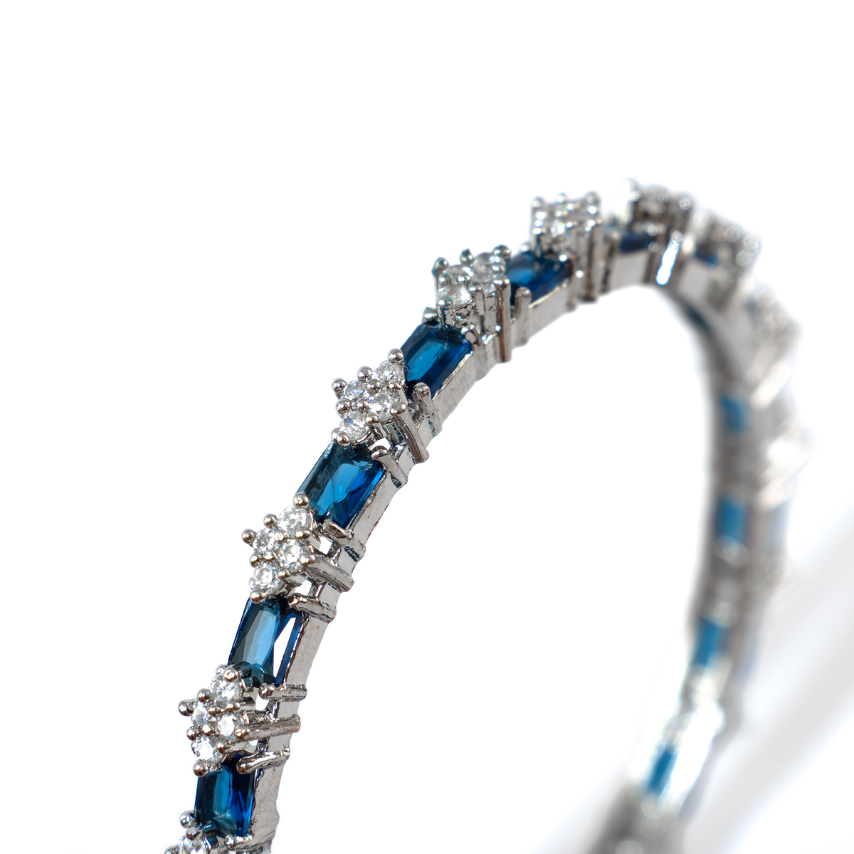 Blue Glow AD bangles in silver plated finish with sparkling American diamond (AD) stones – view 4 of 28