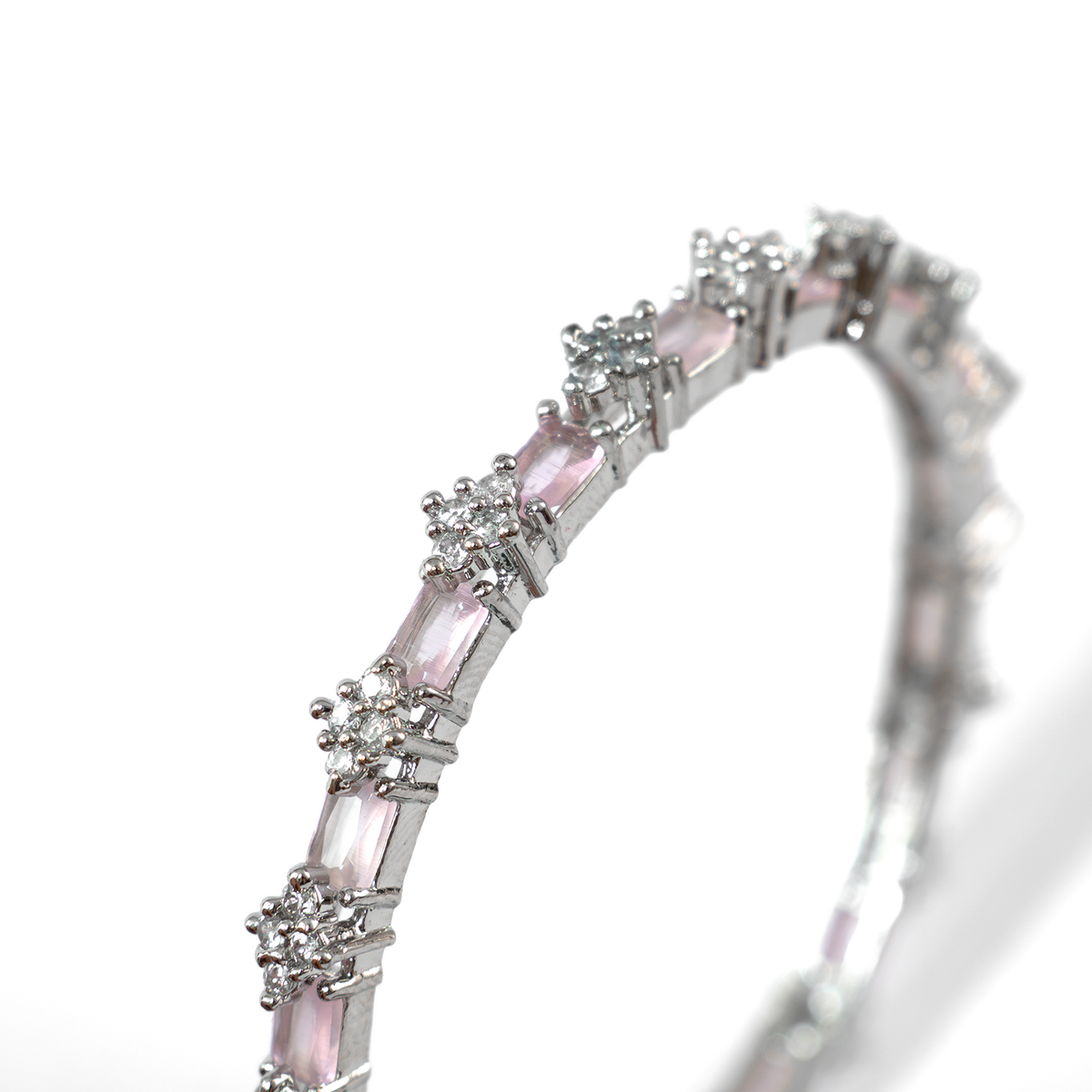 Blue Glow AD bangles in silver plated finish with sparkling American diamond (AD) stones – view 12 of 28