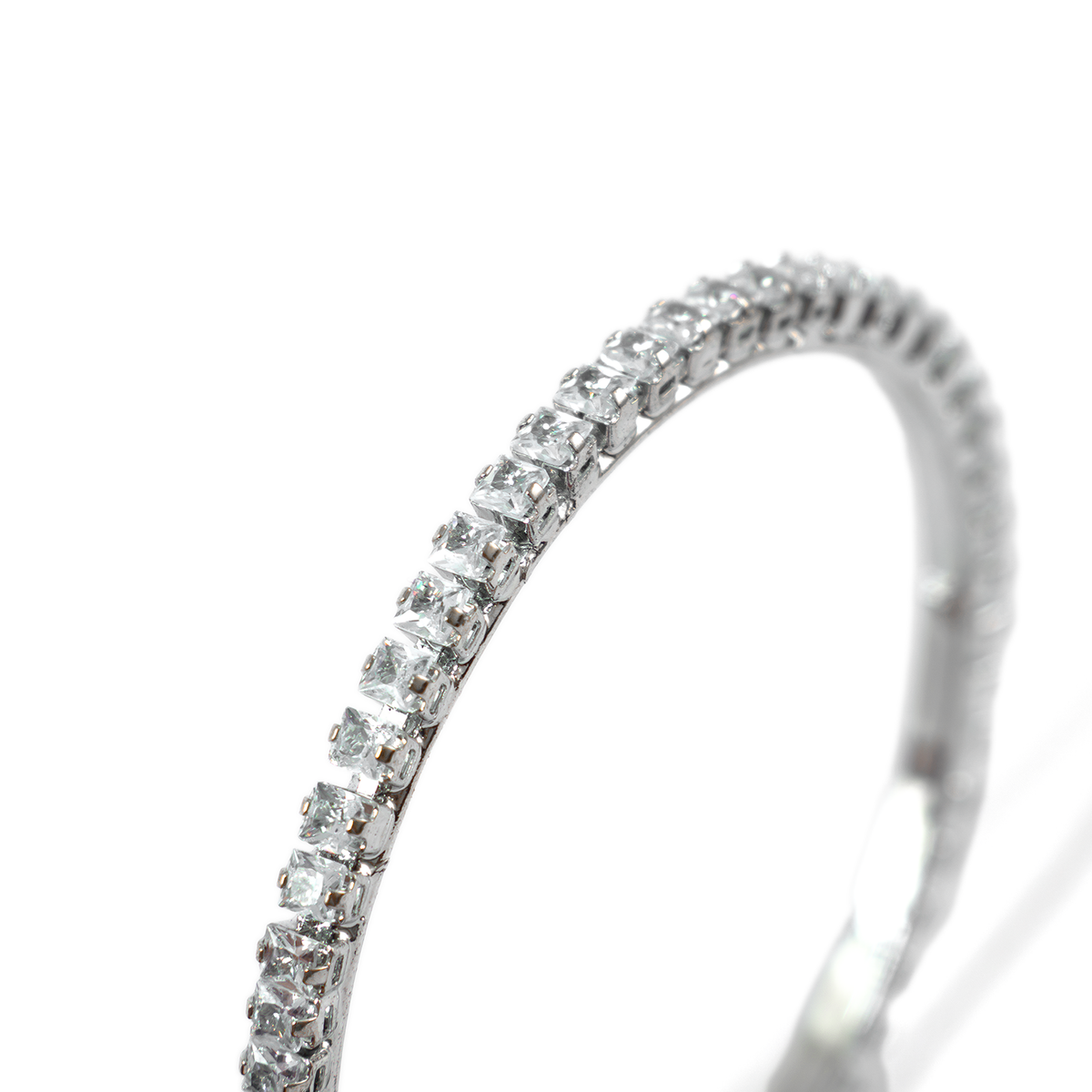 Small Square Crystal bangles in silver plated finish with shining crystal stones – view 4 of 4