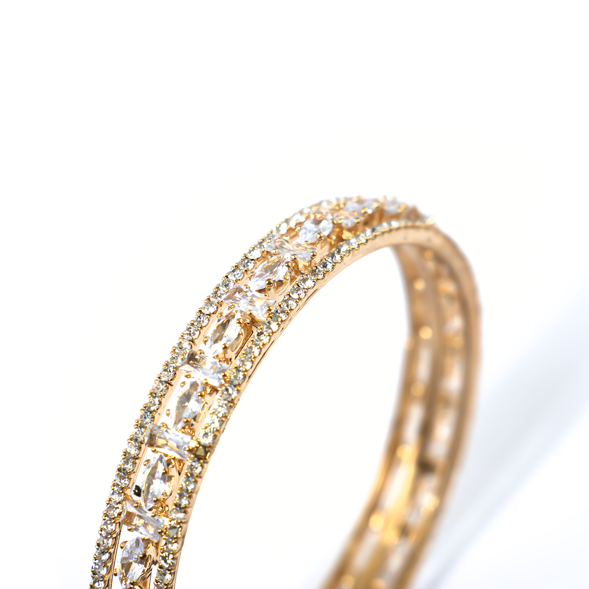 Mint Stone Crystal bangles in gold plated finish with shining crystal stones – view 4 of 4