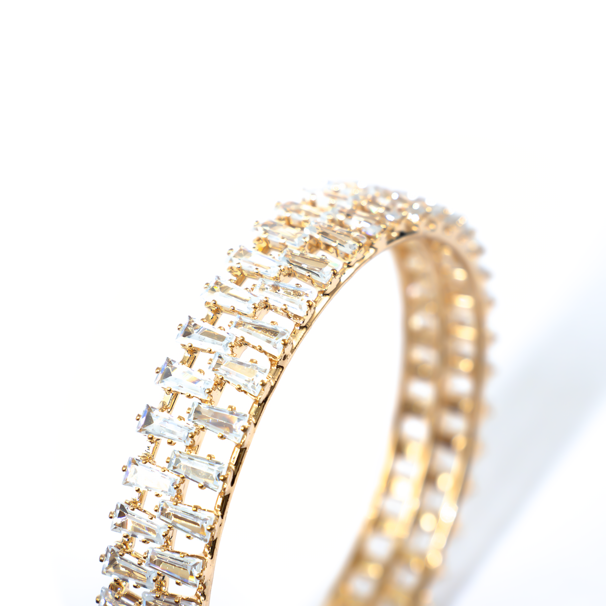 Double Shine Crystal bangles in gold plated finish with shining crystal stones – view 4 of 4