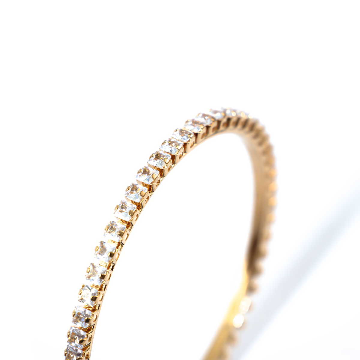 Small Square Crystal bangles in gold plated finish with shining crystal stones – view 4 of 4