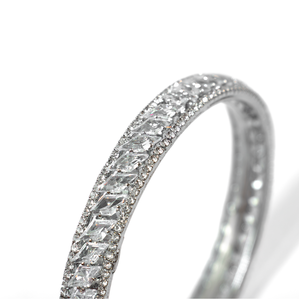 Diamond Crystal bangles in silver plated finish with shining crystal stones – view 4 of 4