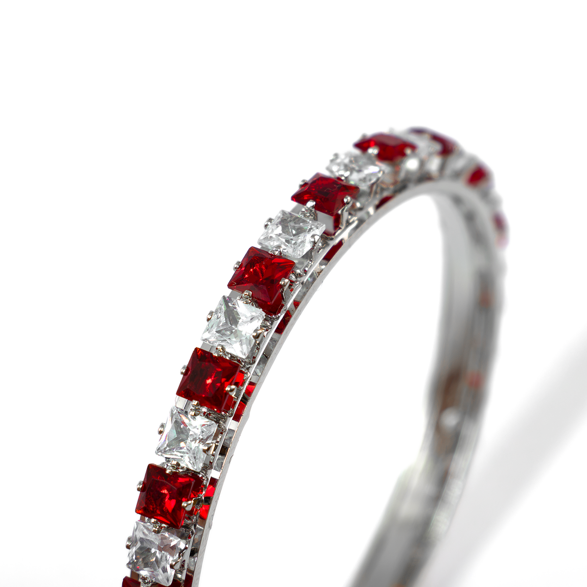 Romantic Square Stone Crystal bangles in silver plated finish with shining crystal stones – view 12 of 16
