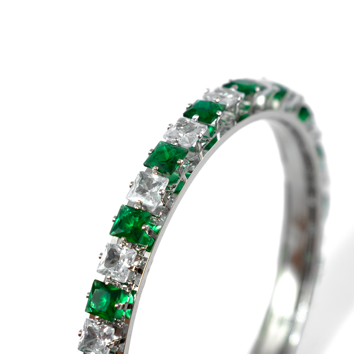 Romantic Square Stone Crystal bangles in silver plated finish with shining crystal stones – view 8 of 16
