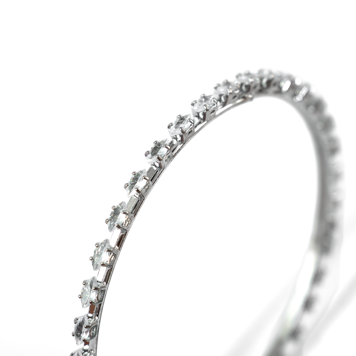 Oval Crystal bangles in silver plated finish with shining crystal stones – view 4 of 4