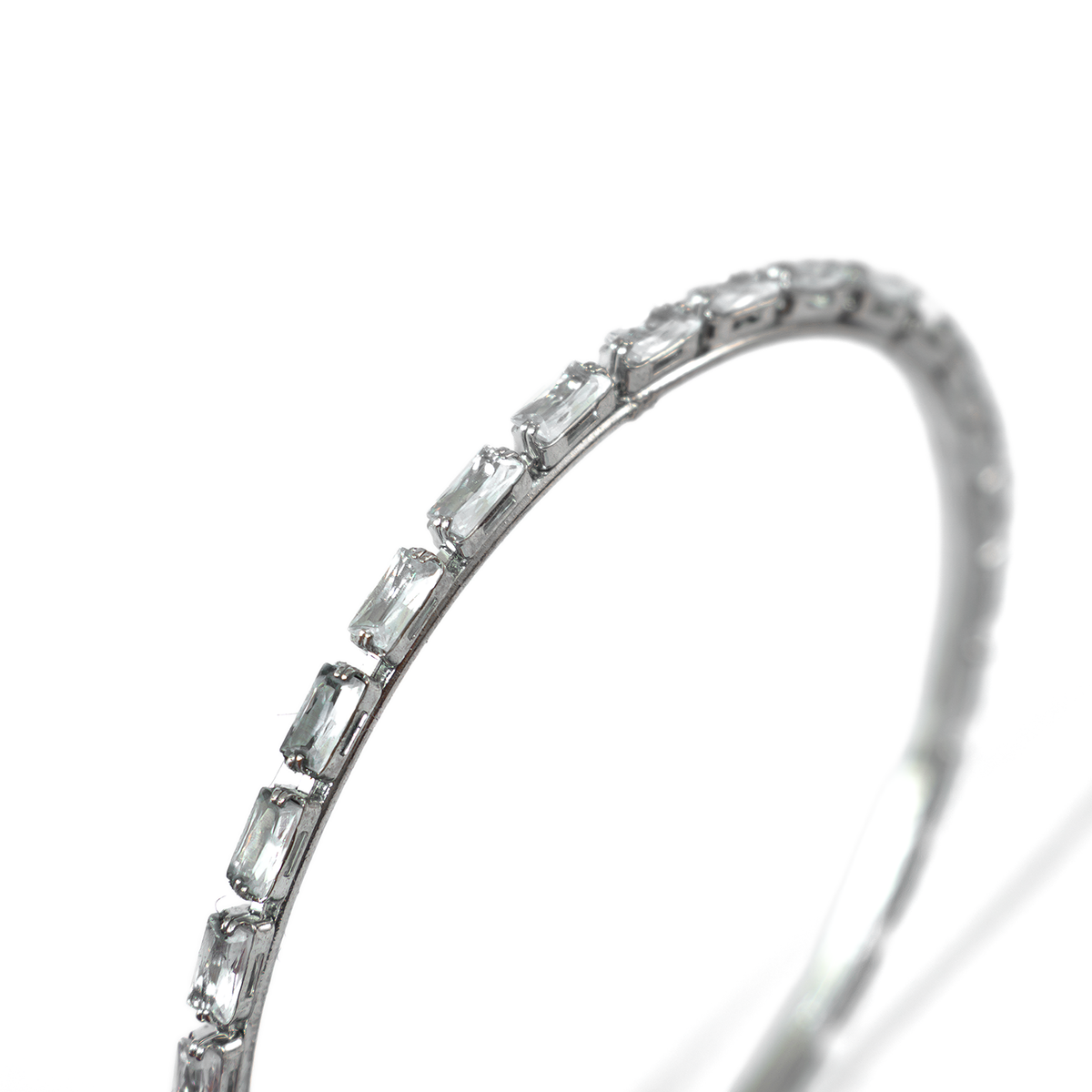 Rectangular Crystal bangles in silver plated finish with shining crystal stones – view 4 of 4