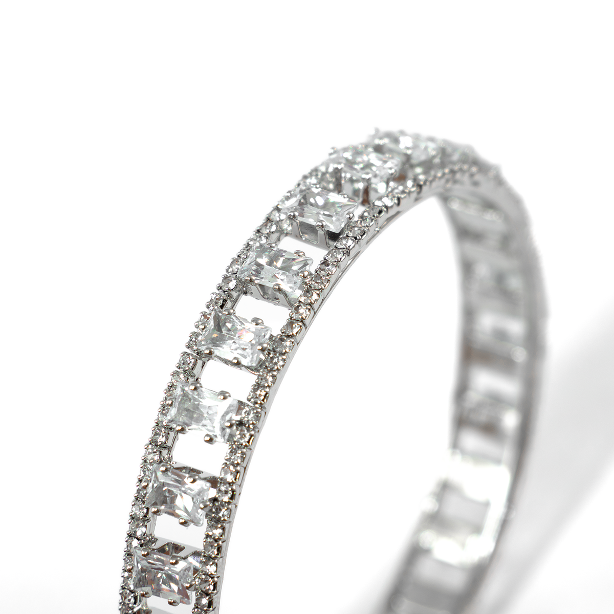 Night Shine Crystal bangles in silver plated finish with shining crystal stones – view 4 of 4