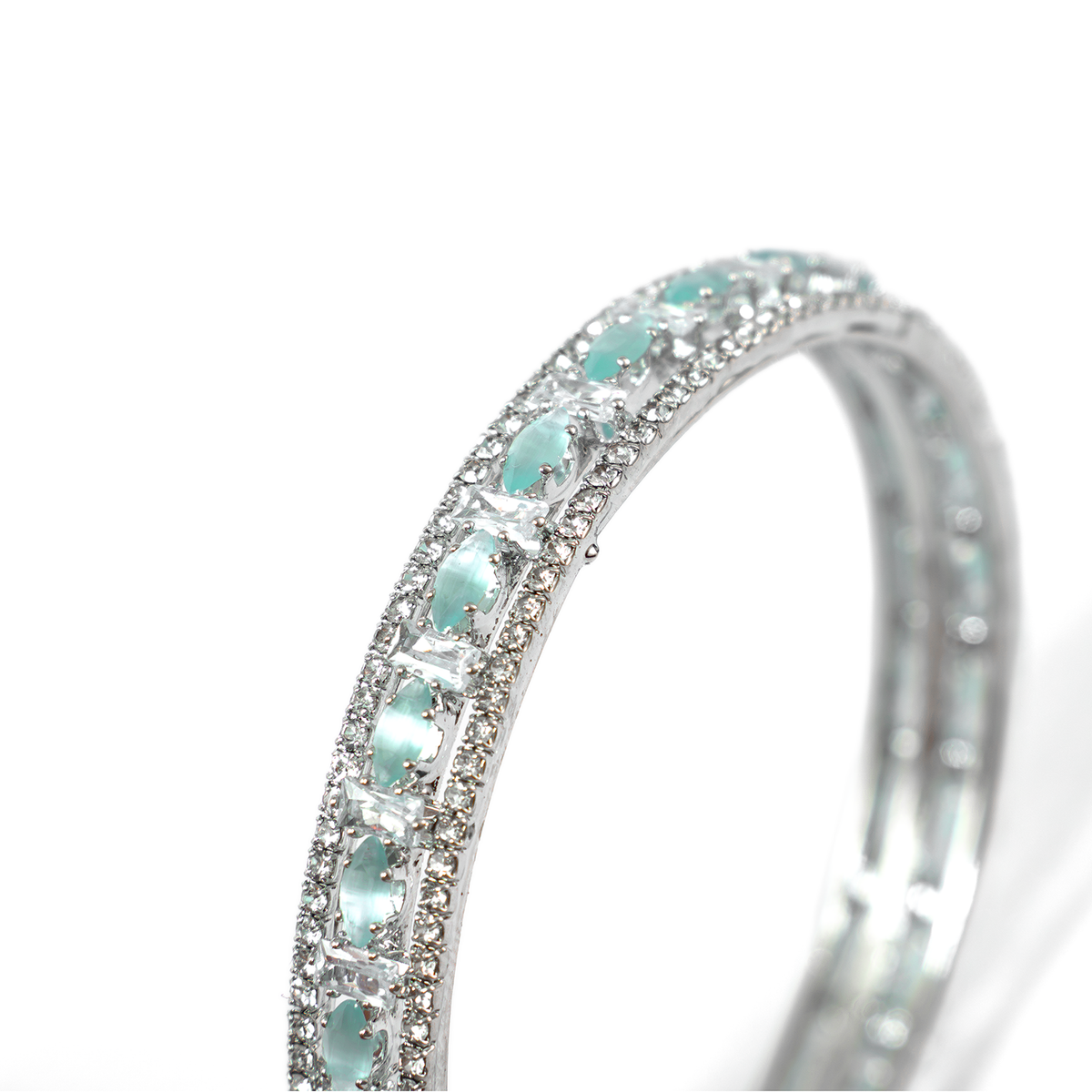 Mint Stone Crystal bangles in silver plated finish with shining crystal stones – view 4 of 12
