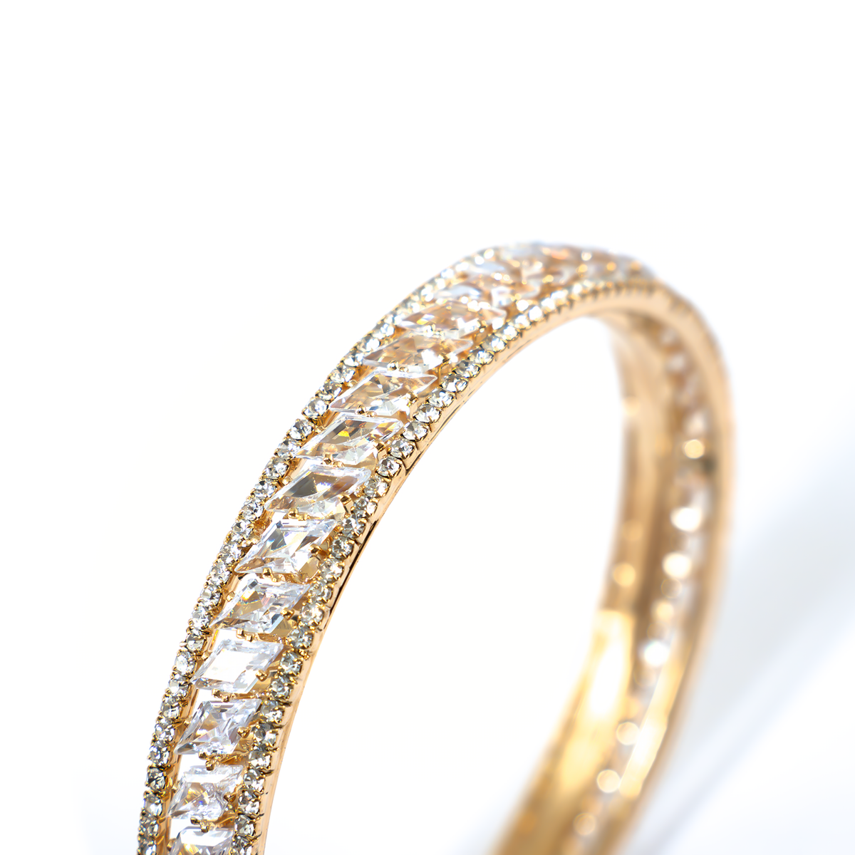 Diamond Crystal bangles in gold plated finish with shining crystal stones – view 4 of 4