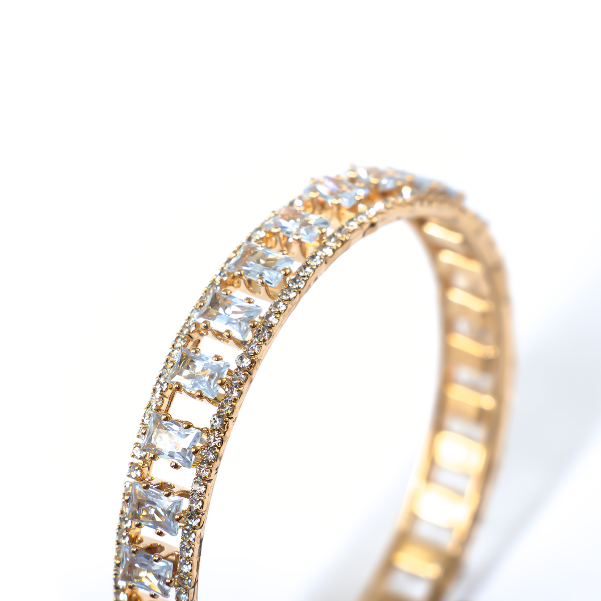 Glitter Crystal bangles in gold plated finish with shining crystal stones – view 4 of 4