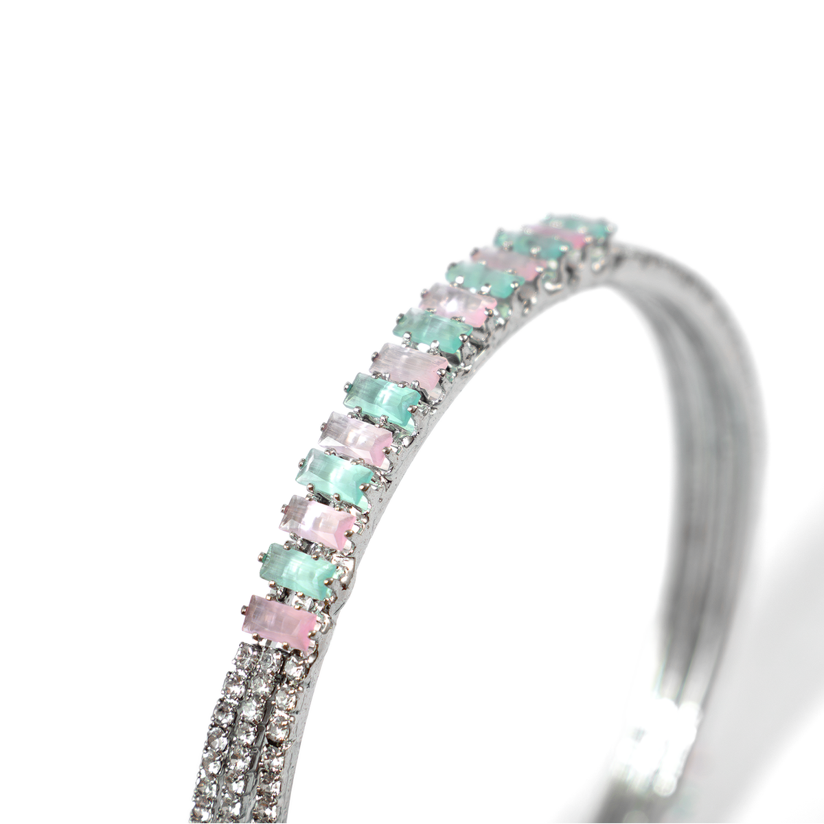 Stargaze Stone Crystal bangles in silver plated finish with shining crystal stones – view 16 of 16