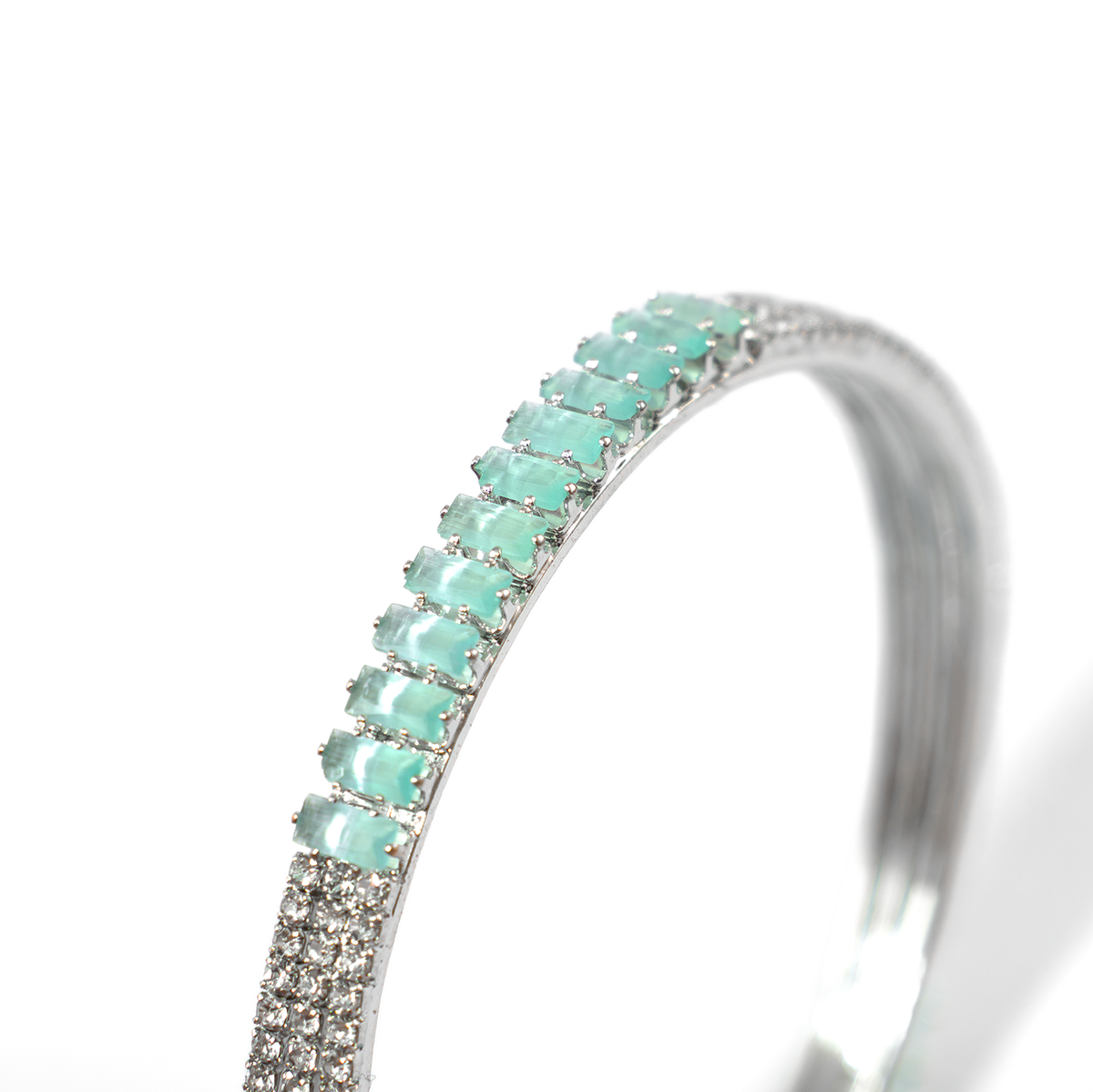 Stargaze Stone Crystal bangles in silver plated finish with shining crystal stones – view 4 of 16