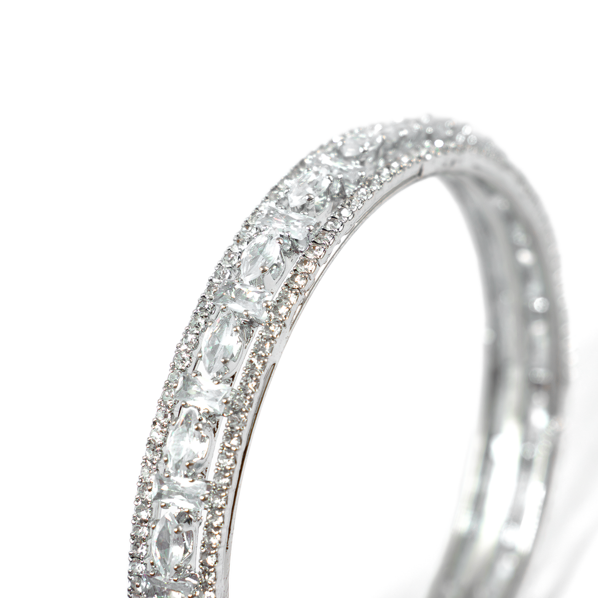 Mint Stone Crystal bangles in silver plated finish with shining crystal stones – view 12 of 12