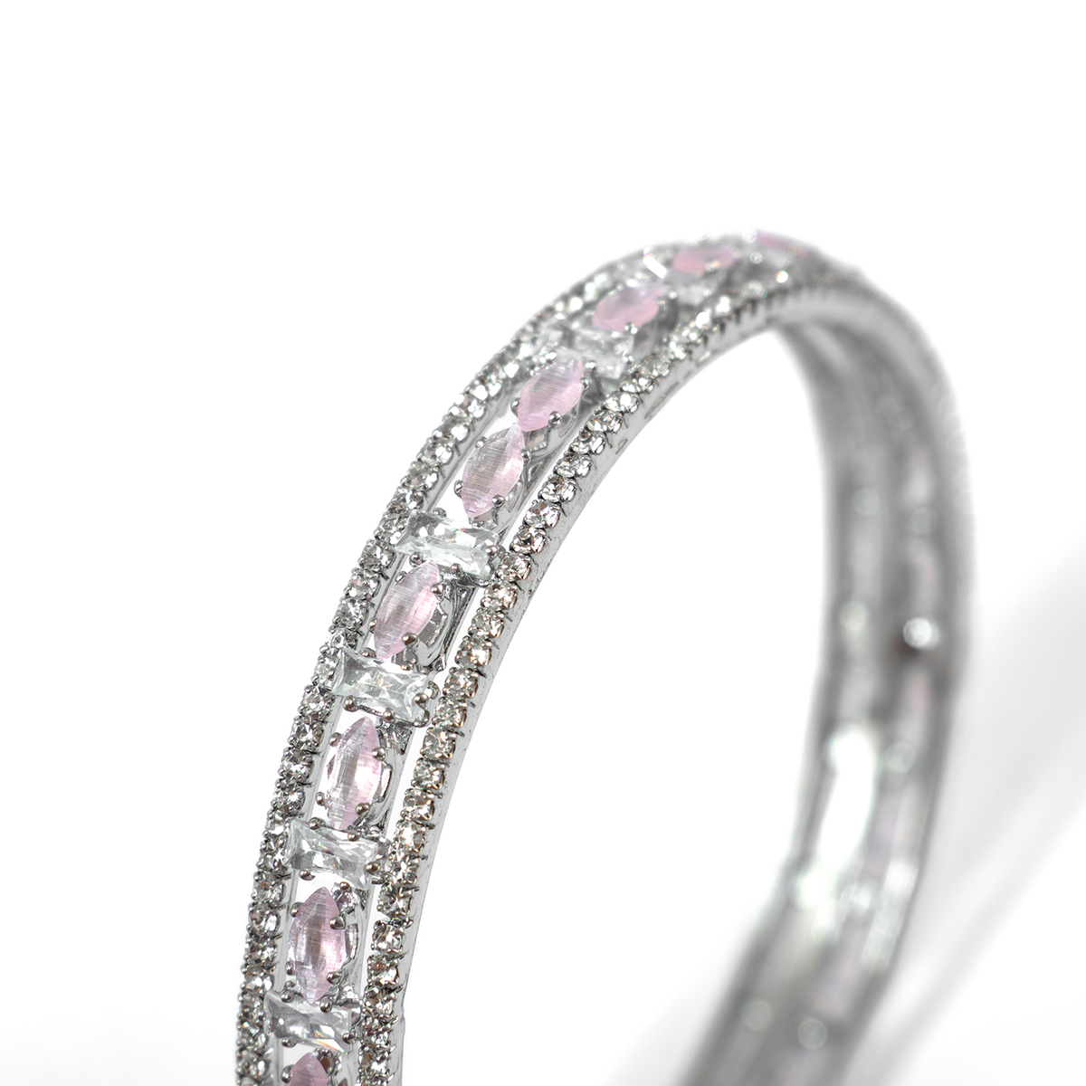 Mint Stone Crystal bangles in silver plated finish with shining crystal stones – view 8 of 12
