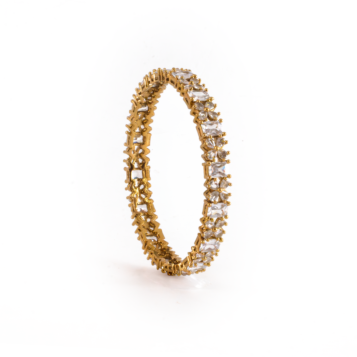 Frost & Flora Zirconia bangles in 18K gold plated finish with cubic zirconia (CZ) stones – view 13 of 20