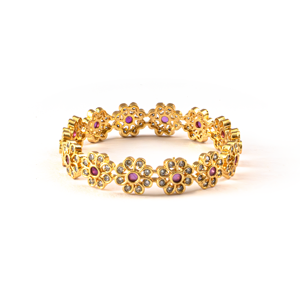 Floral Design bangles in 24K gold plated finish – view 3 of 4