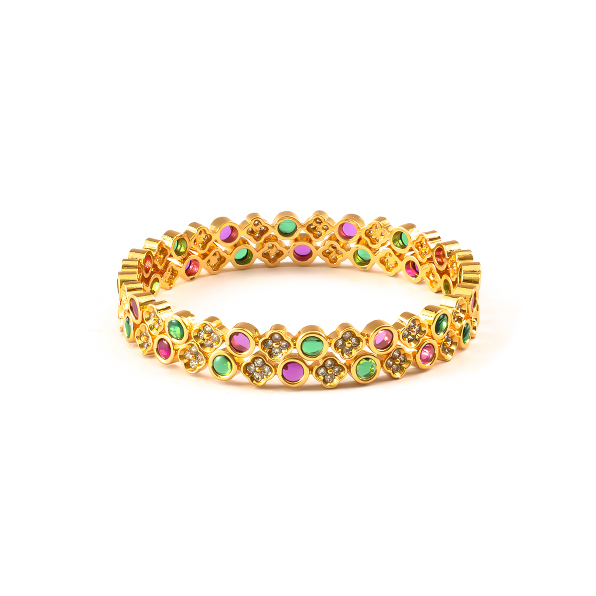 Regal Grace AD bangles in 24K gold plated finish with sparkling American diamond (AD) stones – view 3 of 4