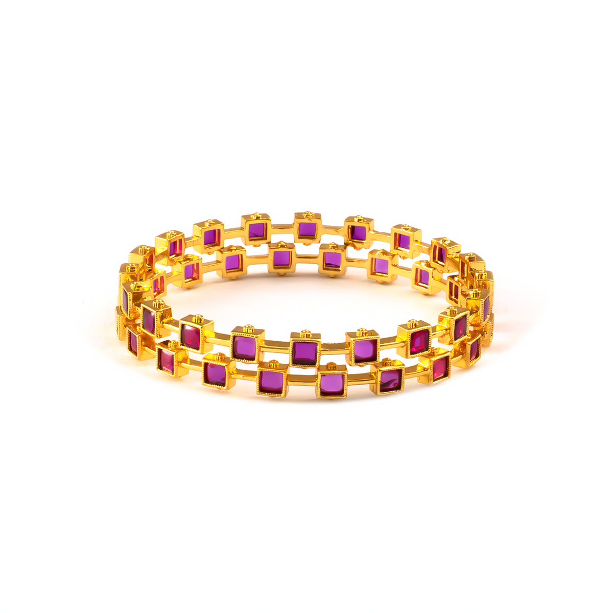 Garden Green AD bangles in 24K gold plated finish with sparkling American diamond (AD) stones – view 7 of 12