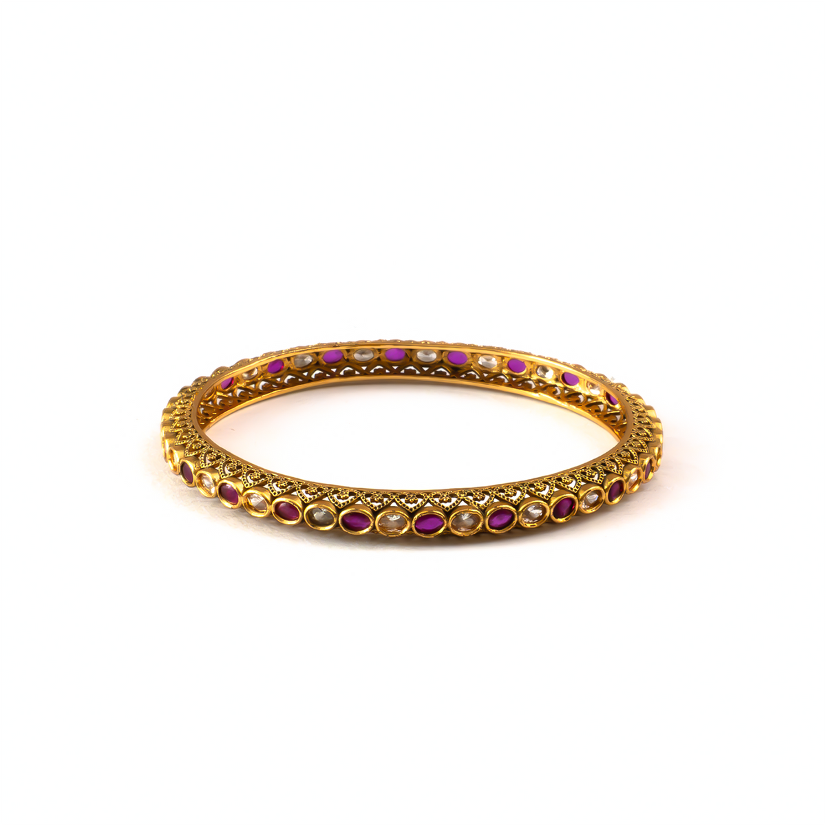 Majestic Antique Artisan bangles in 24K gold plated finish – view 3 of 4