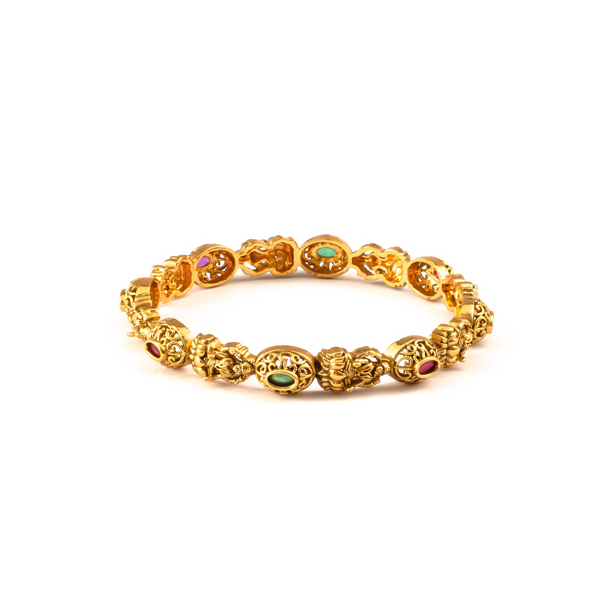 Heirloom Antique Statement bangles in 24K gold plated finish – view 3 of 4