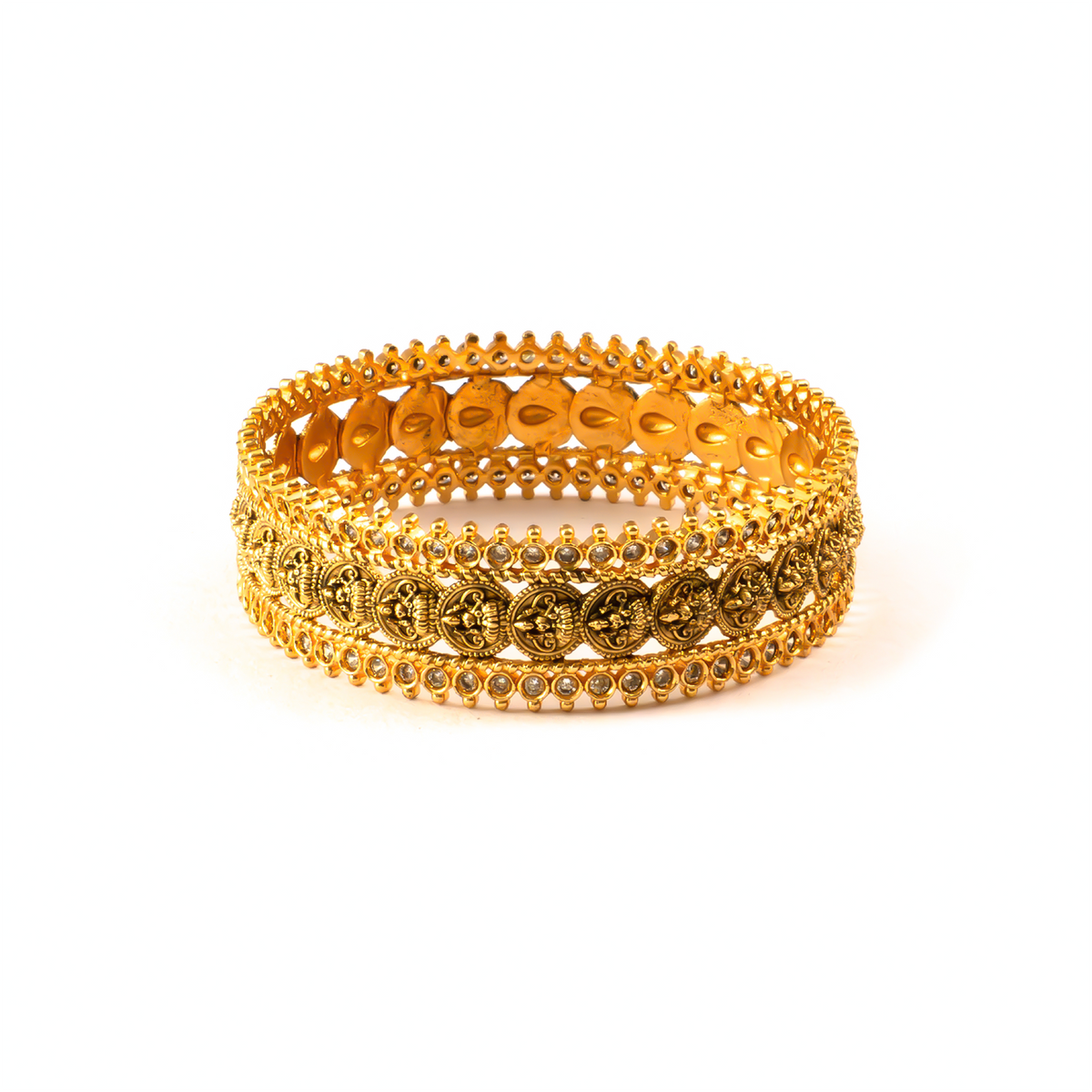 Antique Traditional bangles in 24K gold plated finish – view 3 of 4