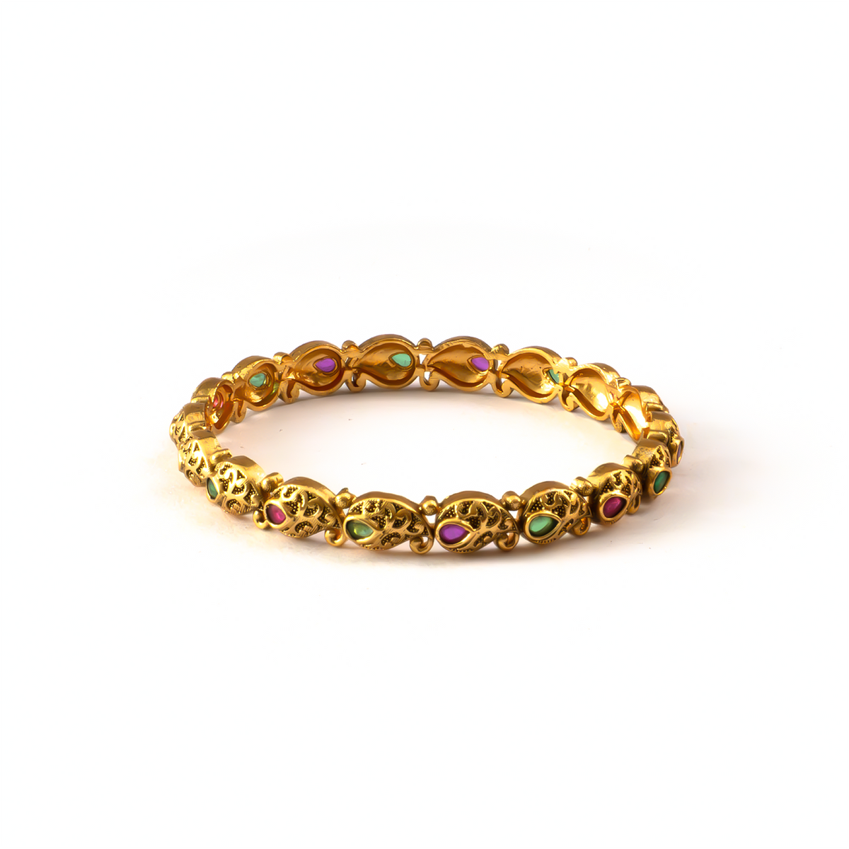 Antique Heritage Ruby & Emerald bangles in 24K gold plated finish – view 3 of 4