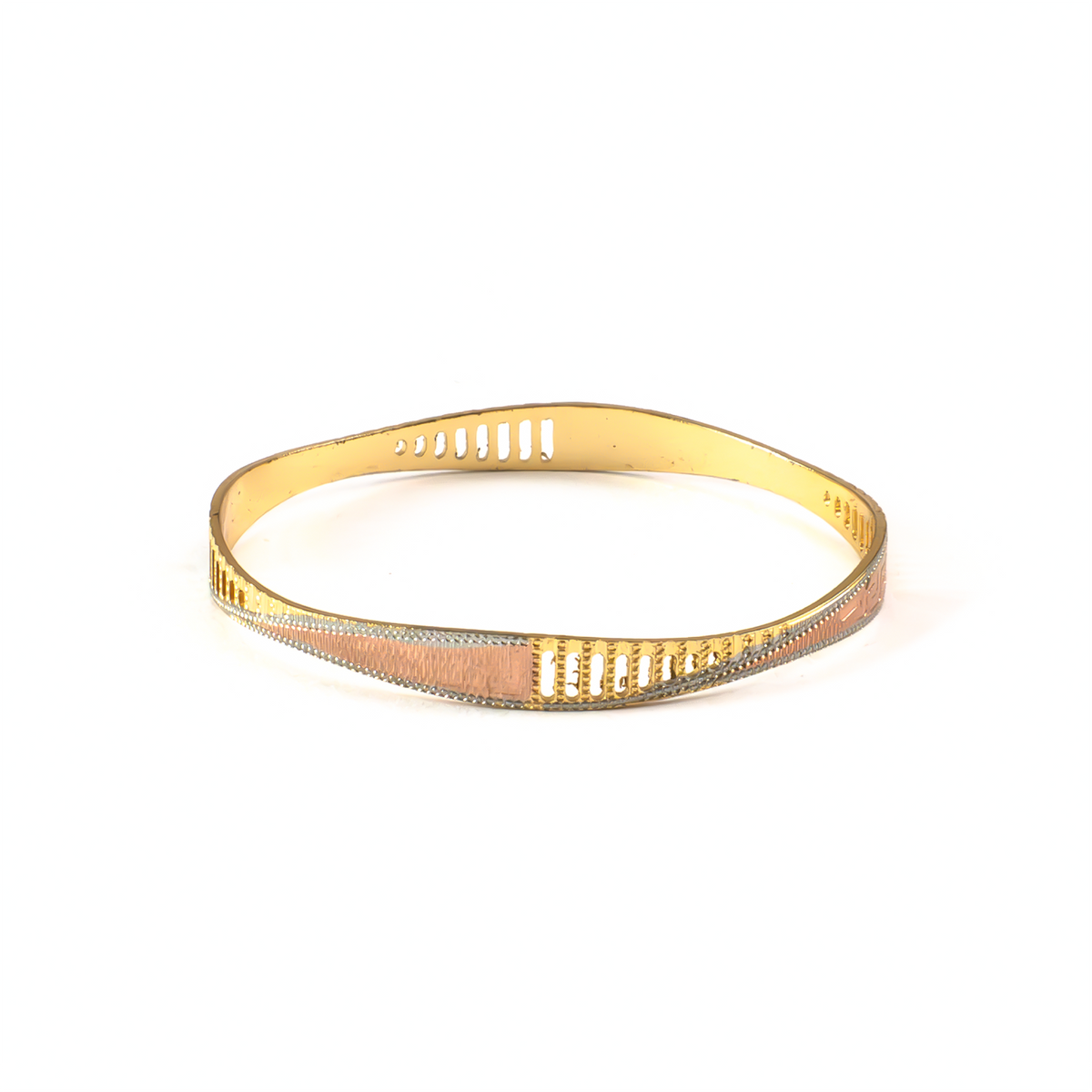 Aura Tri-Tone CNC bangles in gold plated finish – view 3 of 4