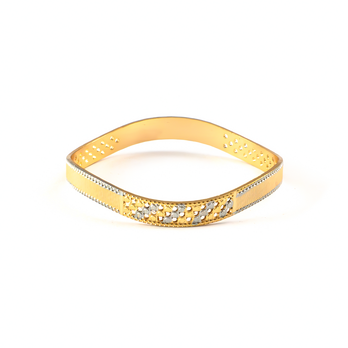 2-Tone Precision CNC bangles in gold plated finish – view 3 of 4
