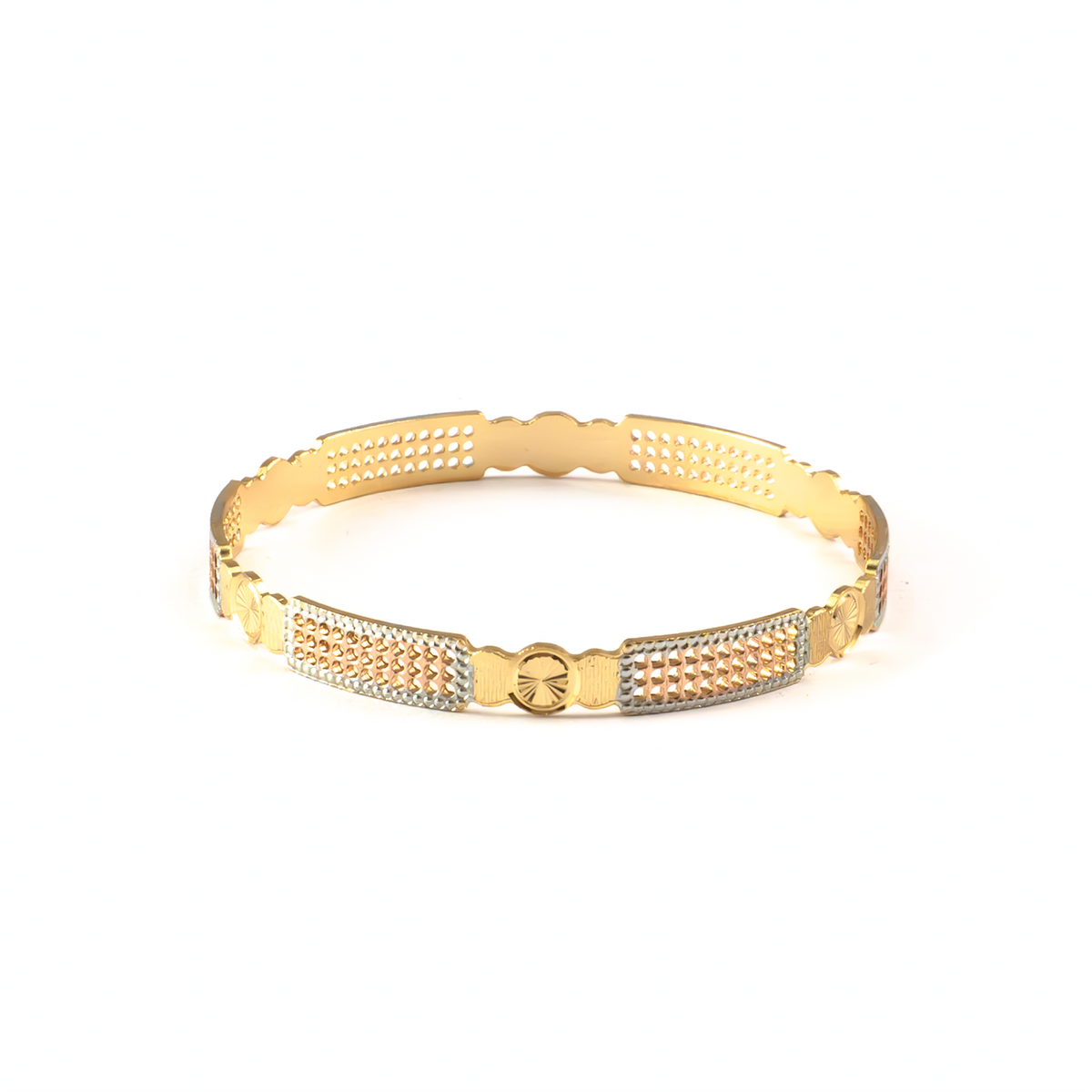 Precision 3-Tone CNC bangles in gold plated finish – view 3 of 4